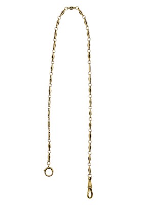 Lot 64 - A 9ct fancy link slender Albert pocket watch chain.