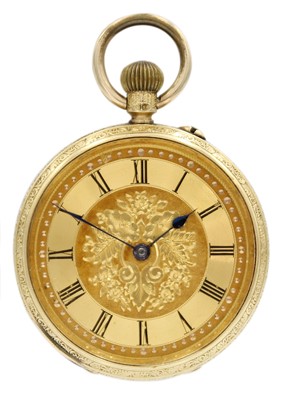 Lot 4 - An 18ct cased lady's fob crown wind pocket watch.