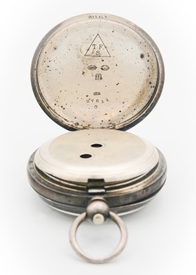 Lot 34 - A silver cased key wind lever pocket watch.