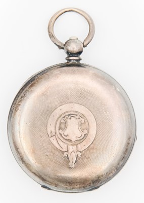 Lot 34 - A silver cased key wind lever pocket watch.