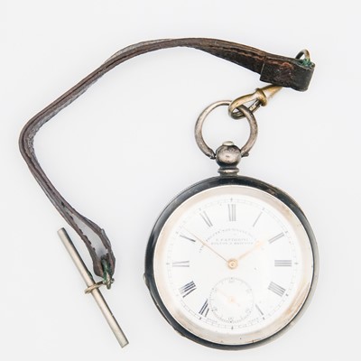 Lot 34 - A silver cased key wind lever pocket watch.