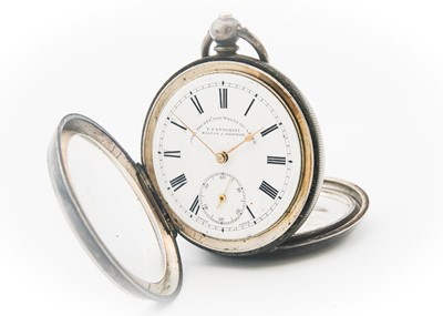 Lot 34 - A silver cased key wind lever pocket watch.