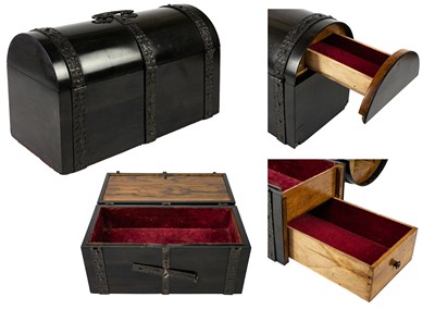 Lot 92 - An Indo-Portuguese coromandel iron bound puzzle casket circa 1900.