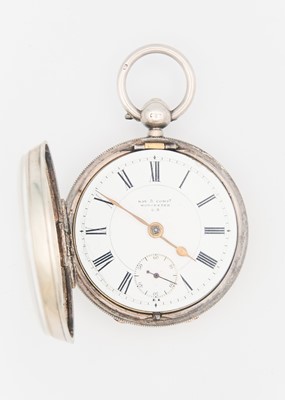 Lot 40 - A silver key wind open face lever pocket watch.