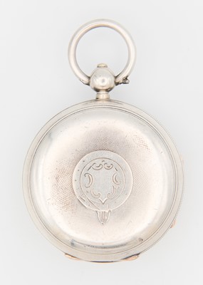 Lot 40 - A silver key wind open face lever pocket watch.