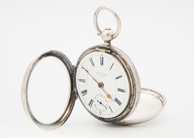 Lot 40 - A silver key wind open face lever pocket watch.