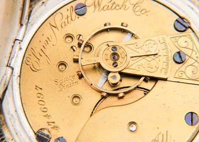 Lot 24 - ELGIN - A large silver cased crown wind lever pocket watch.