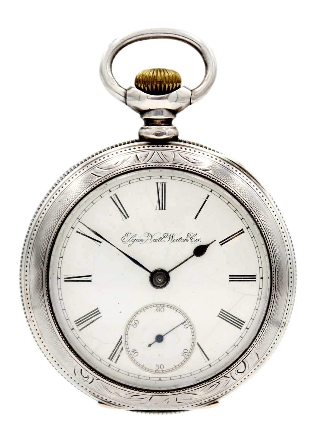 Lot 24 - ELGIN - A large silver cased crown wind lever pocket watch.