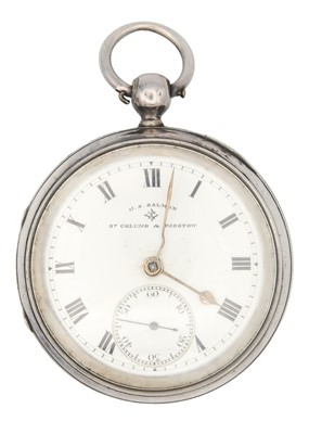 Lot 17 - A silver-cased key wind pocket lever watch.