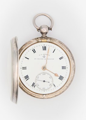 Lot 17 - A silver-cased key wind pocket lever watch.
