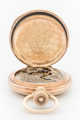 Lot 36 - ELGIN - A rose gold plated full hunter lady's fob pocket watch.