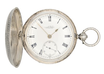 Lot 11 - A silver large full hunter key wind fusee lever pocket watch by B. Stein & Co Edinburgh.