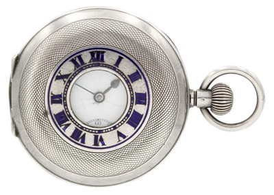 Lot 1 - A silver half-hunter crown wind pocket watch.