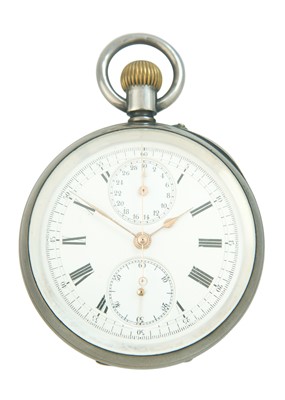 Lot 13 - A .935 silver cased crown wind Swiss chronograph pocket watch.
