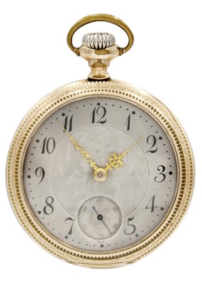 Lot 26 - WALTHAM - A rose gold plated crown wind open face pocket watch.