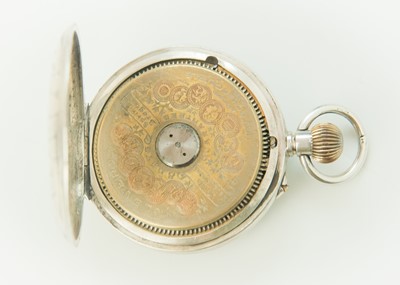 Lot 35 - A silver cased crown wind pocket watch with visible escapement dial.