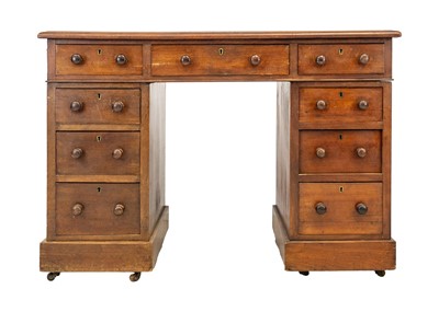 Lot 642 - A Victorian mahogany pedestal desk.