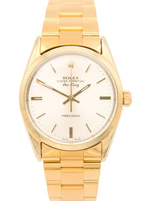 Lot 101 - ROLEX - An Oyster Perpetual Air-King Precision gold-capped gentleman's bracelet wristwatch.
