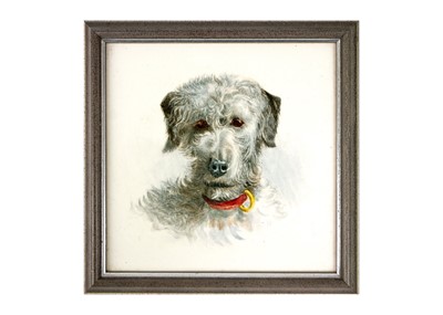 Lot 434 - A Minton square tile painted with a portrait of a Dandy Dinmont terrier