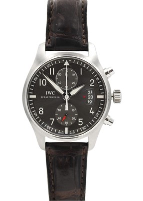 Lot 150 - IWC - A Spitfire Chronograph stainless steel gentleman's automatic wristwatch ref. 3878.