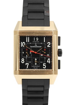 Lot 154 - JAEGER-LECOULTRE - A Reverso Squadra chronograph 18ct rose gold gentleman's wristwatch.