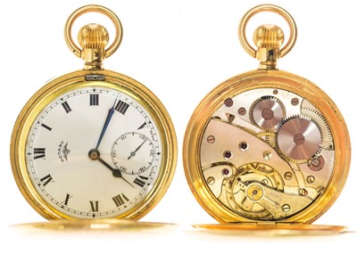 Lot 8 - A gold-plated full hunter crown wind pocket watch by Rotary.