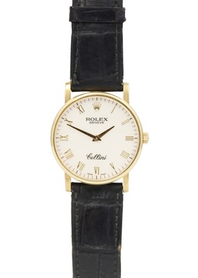 Lot 118 - ROLEX - A Cellini 18ct gentleman's manual wind wristwatch.