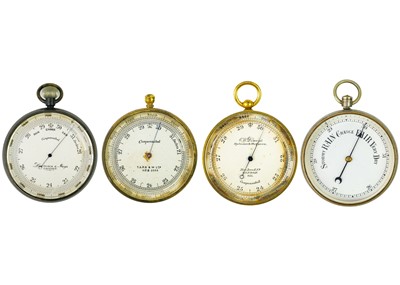 Lot 290 - An early 20th century silvered brass aneroid pocket barometer by Lawrence & Mayo London.