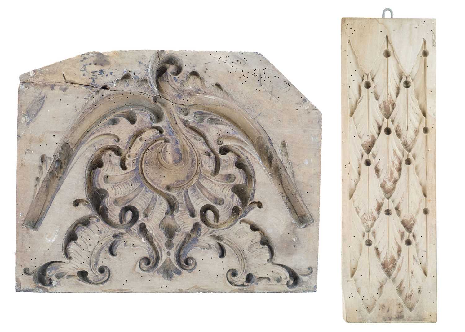 Lot 1020 - A 19th century treen carved plaster mould.