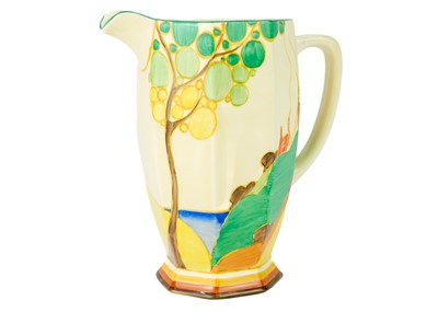 Lot 436 - A Clarice Cliff Seven Colour Secrets pattern Athens jug.