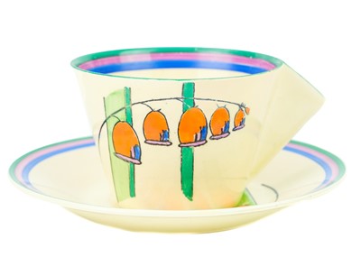 Lot 353 - A Clarice Cliff Solomons Seal pattern conical cup and saucer.