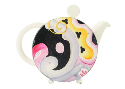 Lot 376 - A Clarice Cliff and Billie Waters Bon Jour teapot and cover.