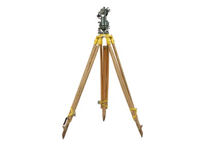 Lot 1633 - A Hilger & Watts theodolite and tripod stand.