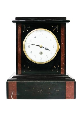 Lot 1646 - A Victorian black slate mantel clock.