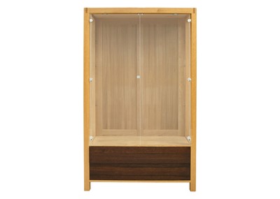 Lot 641 - A large modern oak bespoke glazed display cabinet.