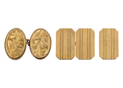 Lot 217 - Two 9ct cufflinks and a 9ct cufflink panel.