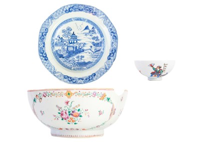 Lot 1012 - A Chinese porcelain punch bowl, 18th century.