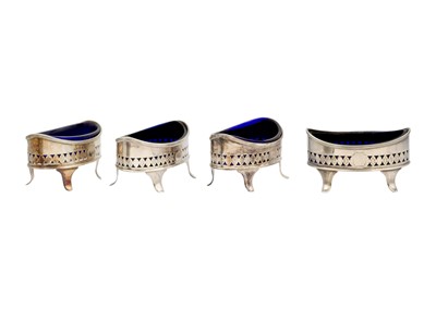 Lot 35 - A George III silver set of four salts by Henry Chawner.