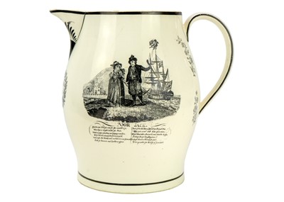 Lot 1111 - A large documentary creamware jug.