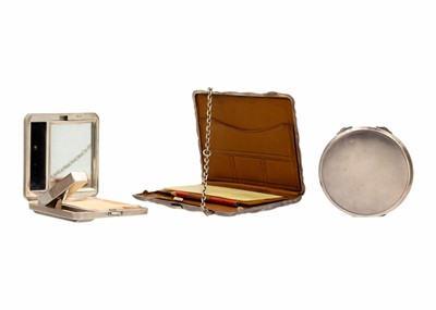 Lot 48 - A Victorian silver aide memoir, and two silver engine-turned compacts.