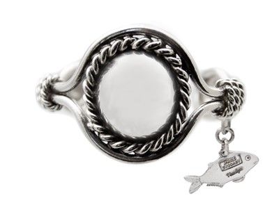 Lot 246 - A .999 fine silver 'Newlyn Ropes & Bouys' bangle by James Suddaby.