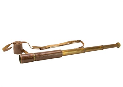 Lot 1638 - A WW I era brass and leather bound three draw telescope by Brockhurst Clarkson & Co Ltd