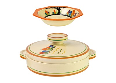 Lot 349 - A Clarice Cliff Awakening Crocus pattern octagonal dish.