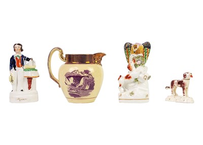 Lot 1086 - Three Victorian Staffordshire figures.