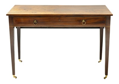 Lot 1663 - A late George III mahogany and boxwood strung side table.