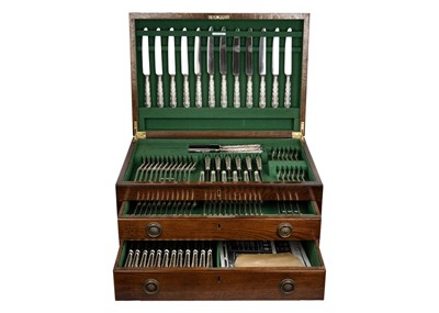 Lot 259 - An impressive twelve setting canteen of silver Elizabethan pattern cutlery by Carrington & Co.