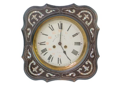 Lot 1643 - A French vineyard clock ebonised and mother of pearl inlay.