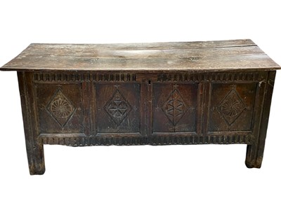 Lot 618 - A 17th century oak coffer.