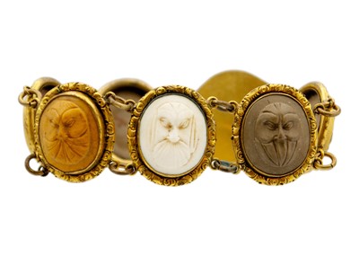 Lot 121 - A 19th-century Grand Tour lava cameo bracelet.