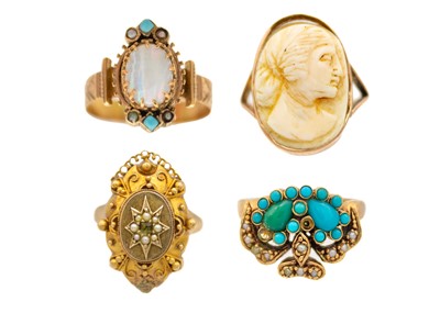 Lot 133 - A selection of four gold dress rings.